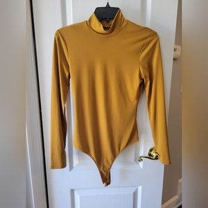 Abercrombie & Fitch Seamless Mock Neck Bodysuit Golden Brown/Mustard Yellow Med